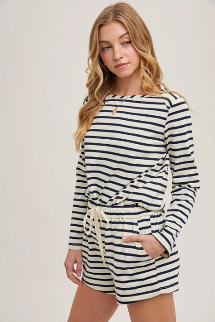 Striped knit pullover top