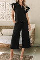 Textured Flutter Sleeve Top Wide Leg Pants Set