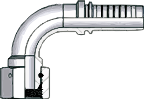 1" BSP Female 90° Swept Elbow 60º Cone x 1" Hose Tail  1" BSP Female 90° Swept Elbow 60º Cone x 1" Hose Tail