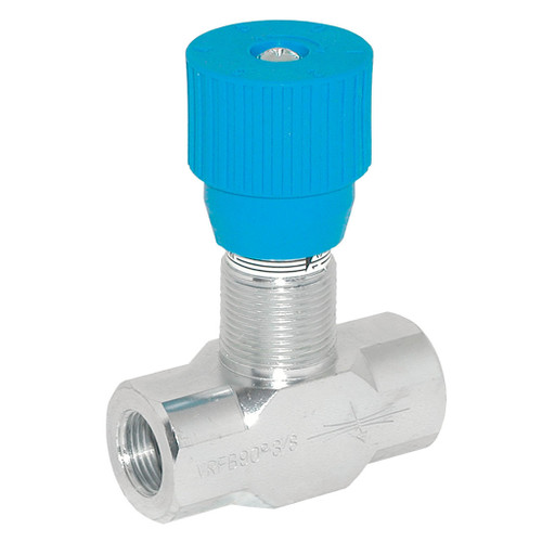 3/8" BSP Throttling Flow Regulator Valve Dual Direction (Both Way) Screw Knob Type
Ports 3/8" BSP
Max Flow 30 Litres Per Minute
Max Pressure  350 Bar
Body Zinc-plated steel
Internal Parts Hardened and ground steel
Seals BUNA N standard
Flow Adjustment Depends on Pressure and Fluid Viscosity 3/8" BSP Throttling Flow Regulator Valve Dual Direction (Both Way) Screw Knob Type
Ports 3/8" BSP
Max Flow 30 Litres Per Minute
Max Pressure  350 Bar
Body Zinc-plated steel
Internal Parts Hardened and ground steel
Seals BUNA N standard
Flow Adjustment Depends on Pressure and Fluid Viscosity