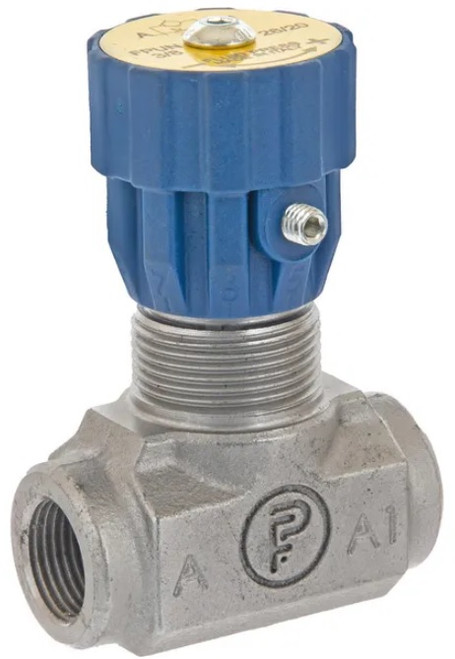 3/8" BSP Throttling Flow Regulator Valve Single Direction Screw Knob Type
Ports 3/8" BSP
Max Flow 40 Litres Per Minute
Max Pressure  400 Bar
Body Zinc-plated steel
Internal Parts Hardened and ground steel
Seals BUNA N standard
Flow Adjustment Depends on Pressure and Fluid Viscosity 3/8" BSP Throttling Flow Regulator Valve Single Direction Screw Knob Type
Ports 3/8" BSP
Max Flow 40 Litres Per Minute
Max Pressure  400 Bar
Body Zinc-plated steel
Internal Parts Hardened and ground steel
Seals BUNA N standard
Flow Adjustment Depends on Pressure and Fluid Viscosity