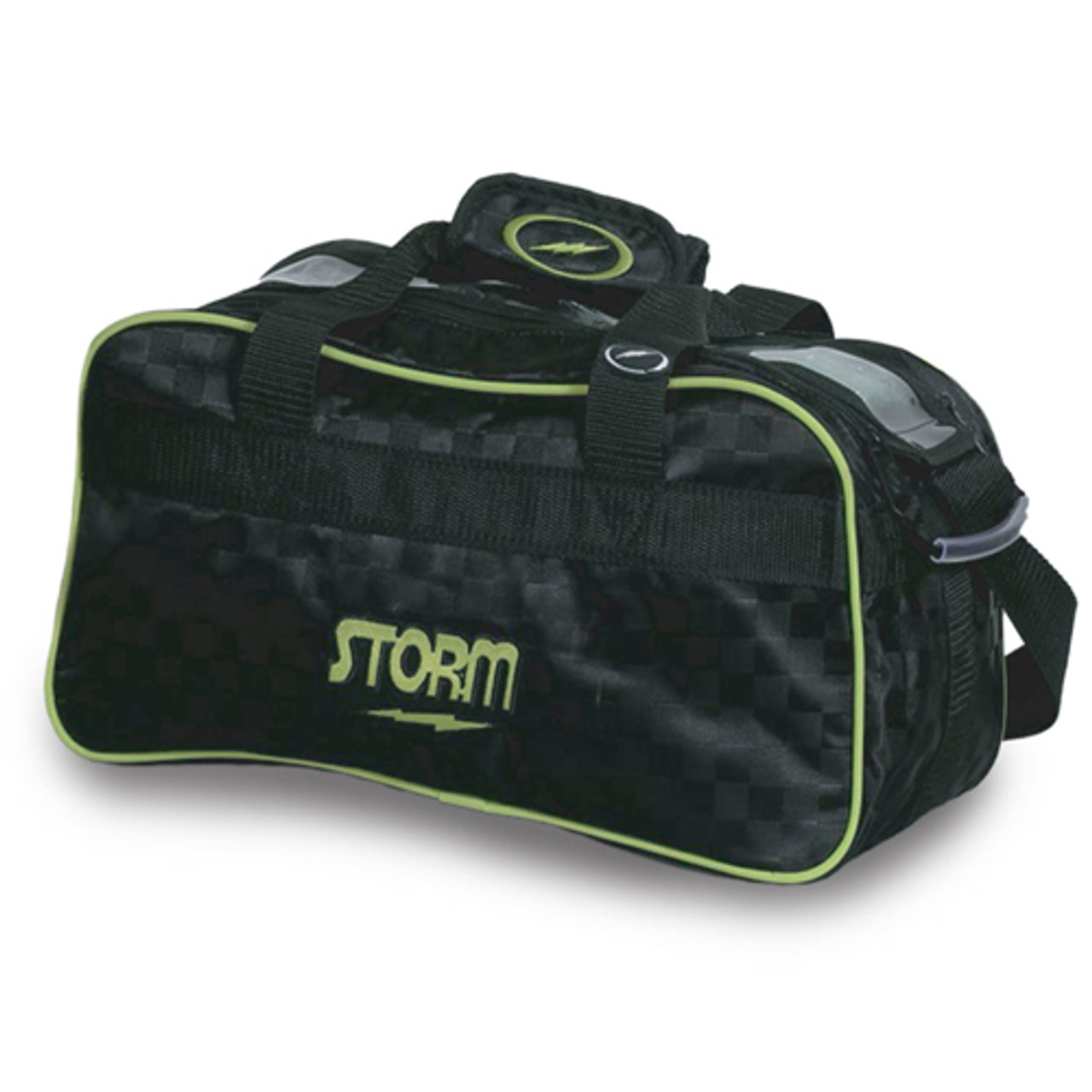 Storm 2 Ball Tote - Black Checkered/Lime - BowlingBallDepot.com