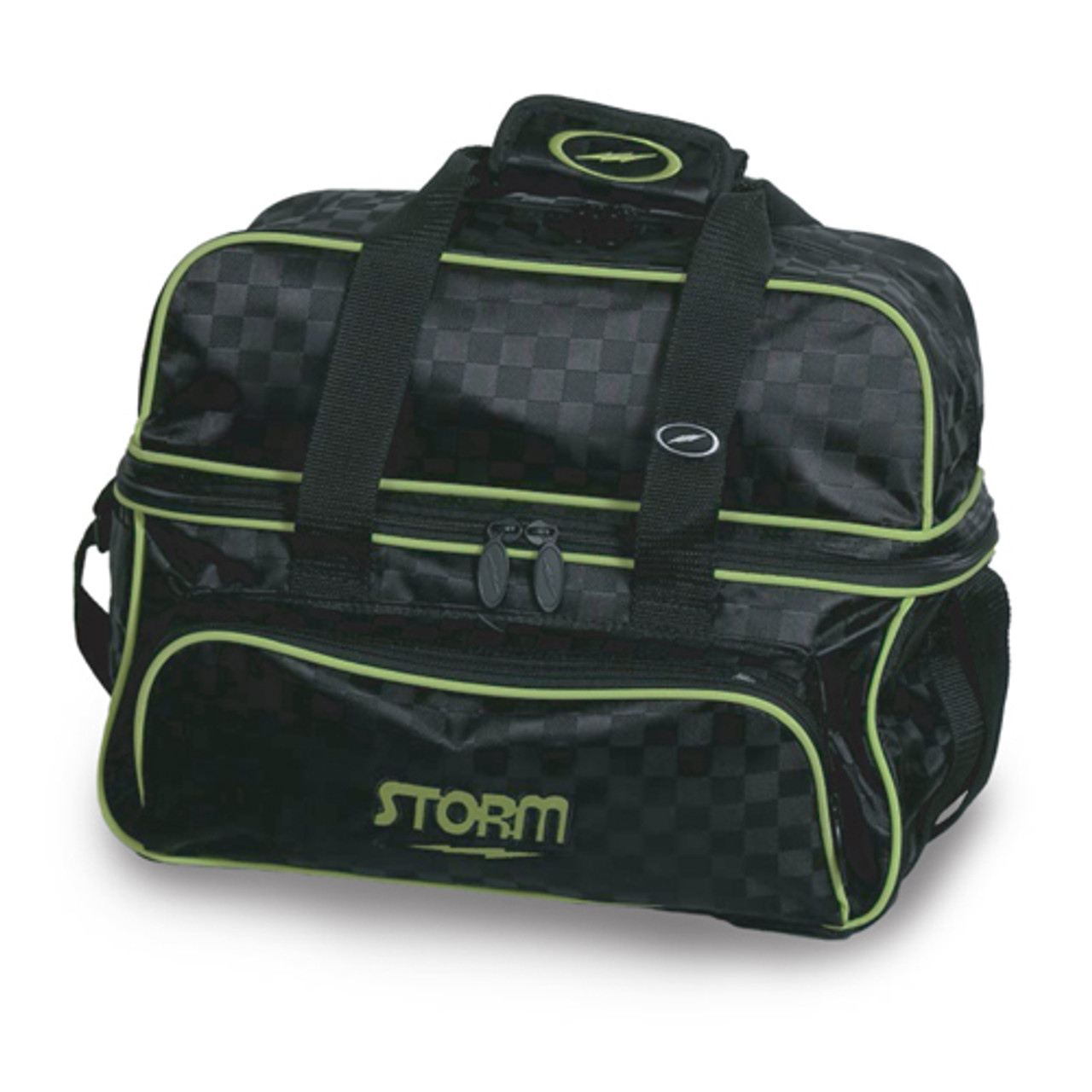 Storm 2 Ball Tote Deluxe Bowling Bag - Checkered Black/Lime FREE