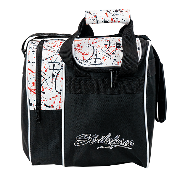 KR Strikeforce Rook 1 Ball Tote Bowling Bag - White/Black/Red Splash KR Strikeforce Rook 1 Ball Tote Bowling Bag - White/Black/Red Splash