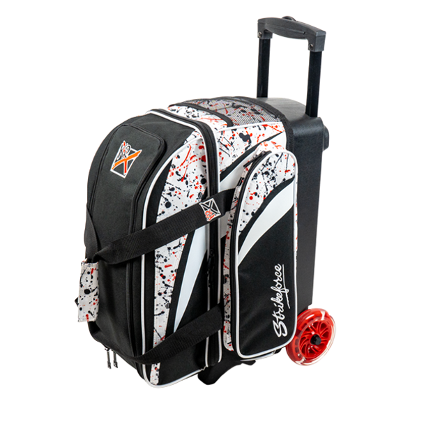 KR Strikeforce Cruiser Double Roller Bowling Bag - White/Black/Red Splash KR Strikeforce Cruiser Double Roller Bowling Bag - White/Black/Red Splash