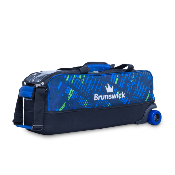 Brunswick Punisher Triple Tote Bowling Bag - Blue/Green Brunswick Punisher Triple Tote Bowling Bag - Blue/Green