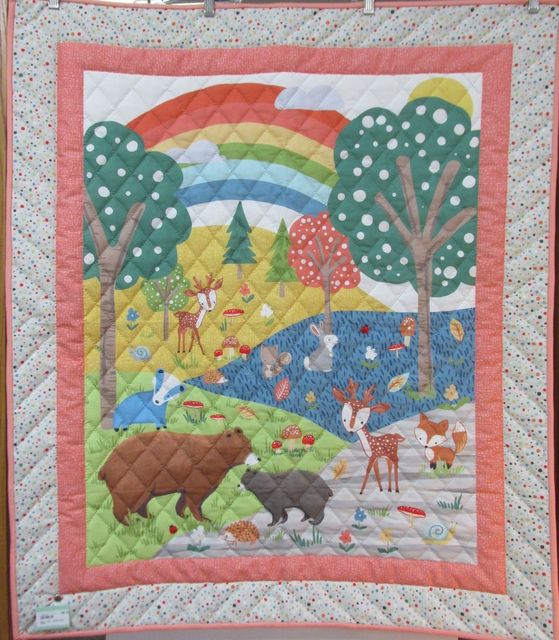 Teddy Bear Embroidered Crib Quilt 41 by 53