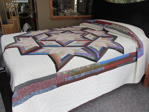  Scrappy Chrysalis Star Quilt   101" by 111"