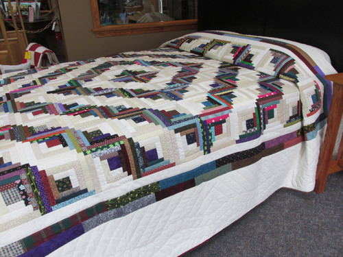 Scrappy Log Cabin Quilt - 104" x  111"