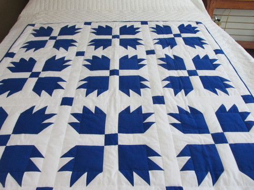 Bear Paw Blue Throw/Lap  Quilt - 50" x 50"