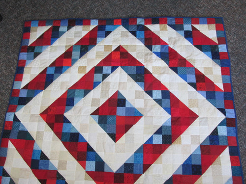 Americana Triangle Throw or Lap Quilt - 52" x 52"
