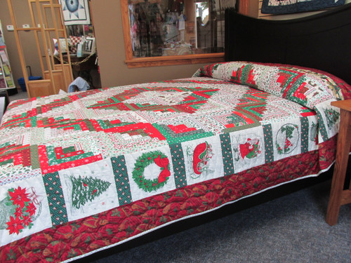 Log Cabin Christmas Quilt   90" x 108"