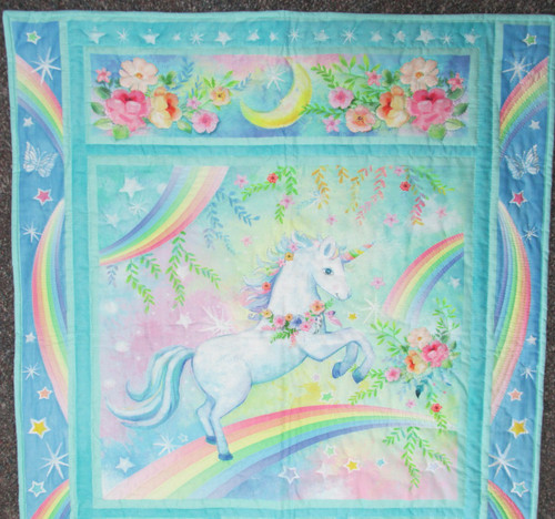 Unicorn Panel Crib Quilt- 36" x 43"