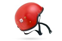 A Lost and Found Label placed on a red helmet.