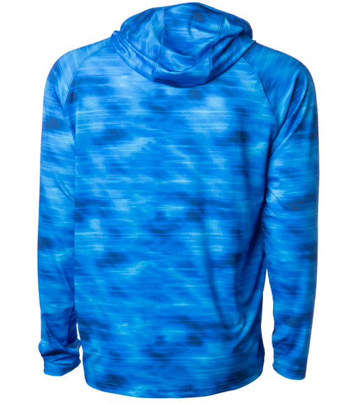 Rays L/S Hooded with Face Shield Sunshirt - Blue Camo - Fishworks