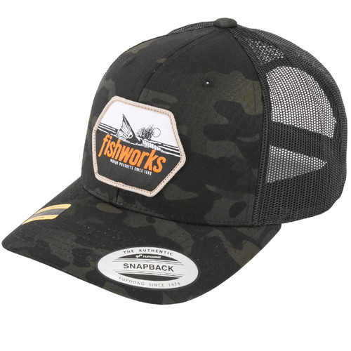 Redfish Snapback Trucker - Black Camo