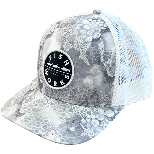 New Original  Snapback Trucker -  Micro Snow Camo - Snow & White Mesh 