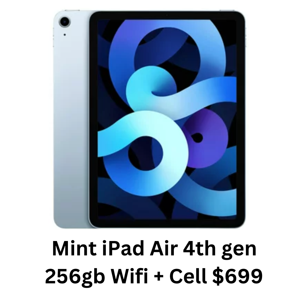 Mint iPad Air 4th Generation 256gb Wifi + Cell Blue - BuynCell Store Mint iPad Air 4th Generation 256gb Wifi + Cell Blue - BuynCell Store
