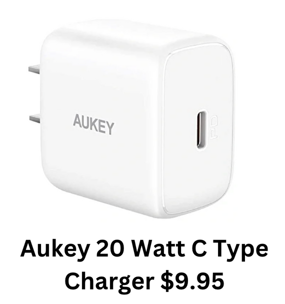 Aukey Wall Charger 1 port 20 watt c type wall charger white