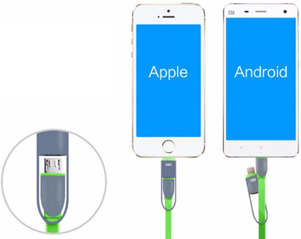 2 in 1 USB Charging cable for iPhone and Android - 1M Long