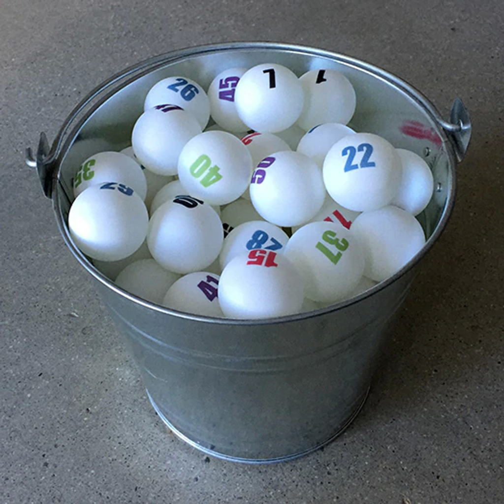 Set of 50 Individually Numbered White Ping Pong Balls