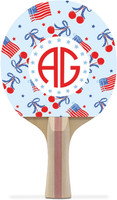 Personalized Name USA Flag & Cherries Ping Pong Paddle