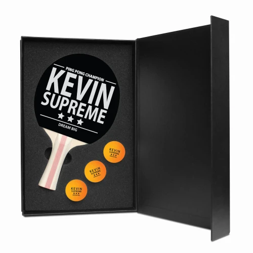 DREAM BIG Personalized Ping Pong Paddle Gift Set, Custom Table Tennis Racket with Name, Paddle & Balls Box