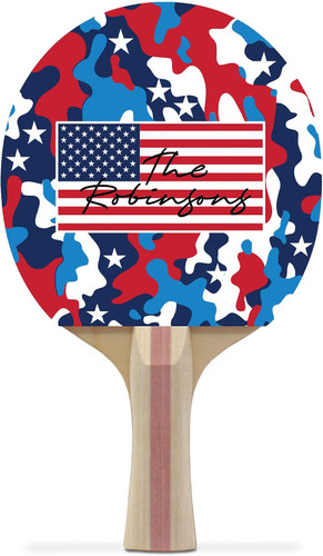 Personalized Name USA Camo Ping Pong Paddle, America 250 Anniversary Table Tennis Racket