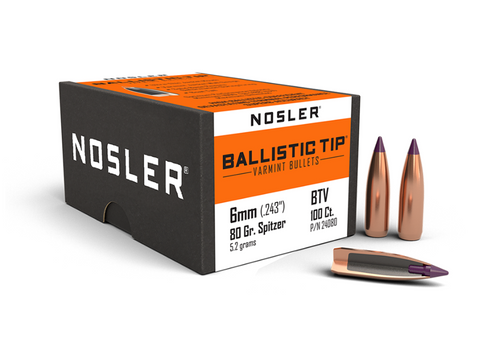 NOSLER 6MM (.243") 80GR BALLISTIC TIP VARMINT | 100 PACK