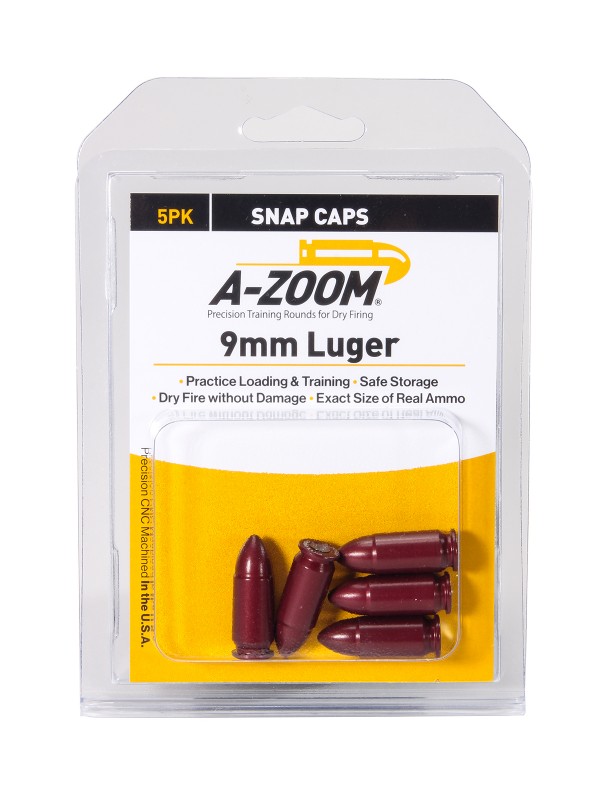 A-ZOOM SNAP CAPS 5 PACK | 9MM LUGER
