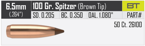 NOSLER 6.5MM (.264) 100GR BALLISTIC TIP | 50 PACK