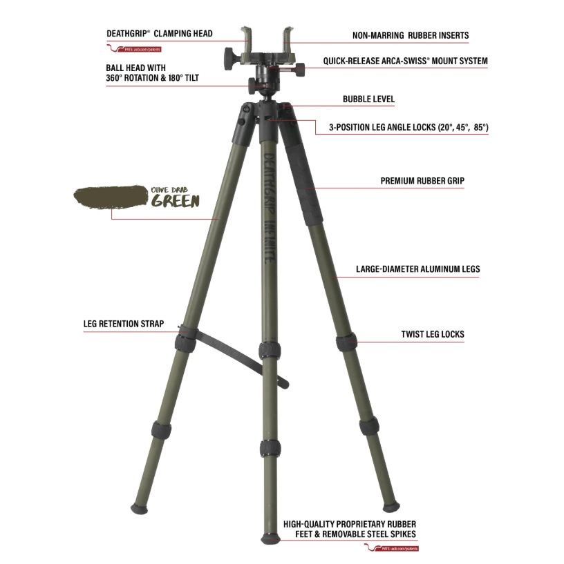 BOG DEATHGRIP INFINITE ARCA-SWISS TRIPOD ALUMINIUM OLIVE DRAB