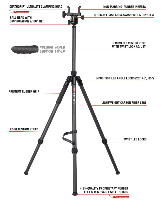 BOG DEATH GRIP SHERPA ARCASWISS TRIPOD CARBON FIBRE