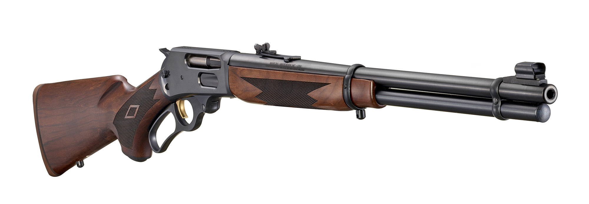 Chambered in .30-30 Win., the Model 336 Classic sports a beautifully finished American black walnut stock and forend. Crisp, clean checkering on both the stock and forend improve the appearance and grip of the rifle.