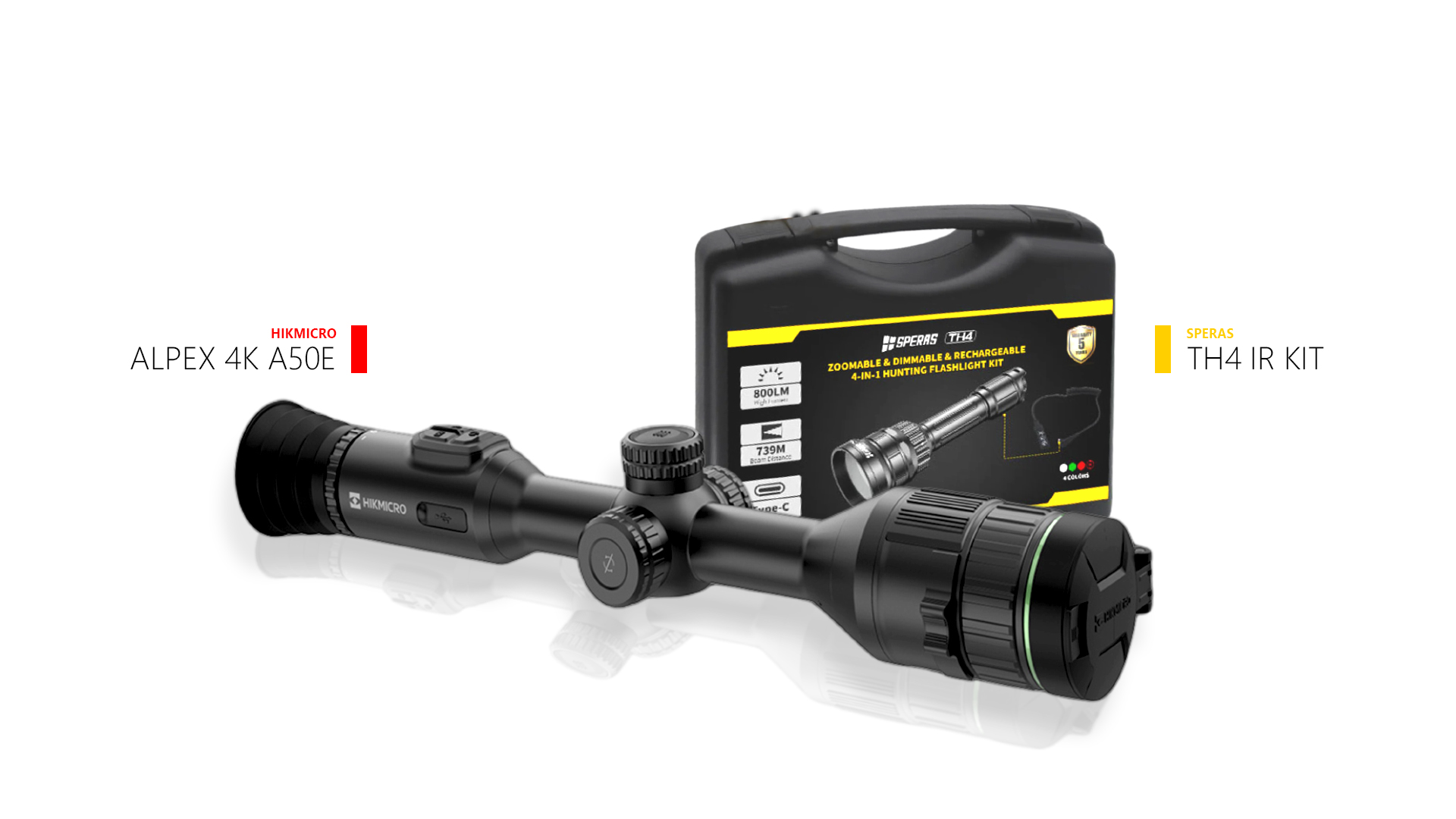 HIKMICRO ALPEX 4K A50EL 850 NM ILLUM IR 3840x2160 KIT WITH SPERAS TORCH