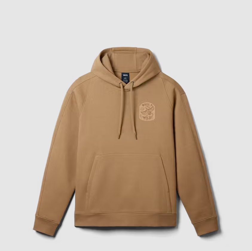 YETI INTL BFTW BADGE FLEECE HOODIE BRUSH BROWN