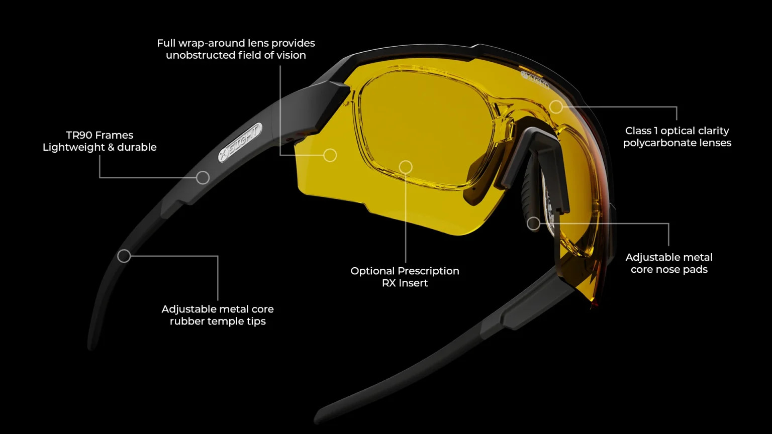 X-SIGHT SPORT FULCRUM SHOOTING GLASSES - YELLOW X-SIGHT SPORT FULCRUM SHOOTING GLASSES - YELLOW