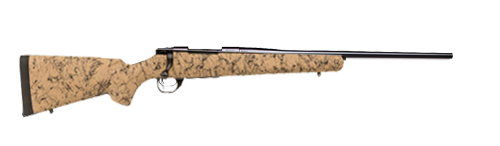 HOWA .300WM VARMINT BLUED THREADED IN H.S PRECISION TAN / BLACK WEBBING STOCK - PACKAGE