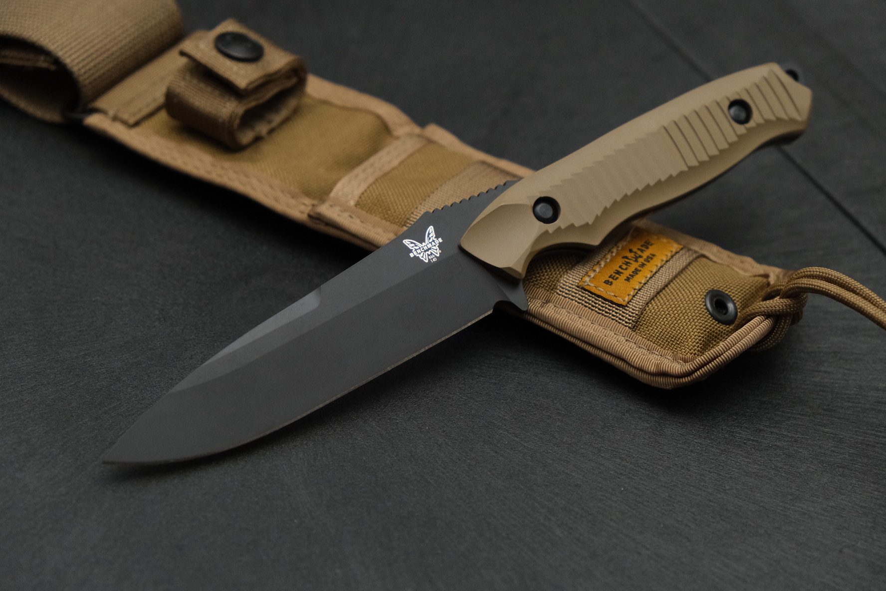 BENCHMADE 140BKSN NIMRAVUS Fixed Blade Knife, Black, Sand