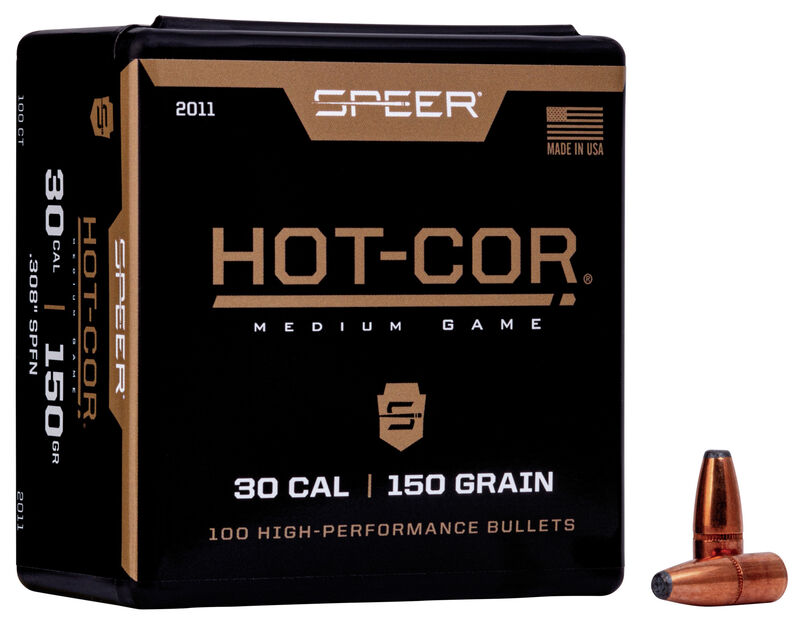 SPEER .308 CAL (.308) 150GR HOT-COR SPFN | 100PK SPEER .308 CAL (.308) 150GR HOT-COR SPFN | 100PK