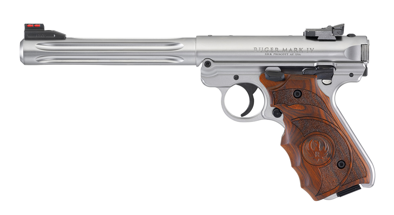 RUGER MKIV HUNTER STAINLESS .22LR WITH TARGET GRIPS