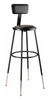 Heavy Duty Vinyl Padded Adjustable Height Round Steel Stool - NPS 6400H **30.5"-38.5"H - Black Frame with Optional Backrest**