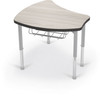 Hierarchy Shapes Desk - MooreCo 11030X - Grey Elm Top - Platinum Leg Color - Wire Book Box 