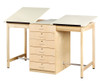 Two Station Drafting Table with Adjustable Tops and 6 Drawers - Diversified DT-80A