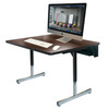 Rectangular High Pressure Laminate T-Leg Pedestal Adjustable Height Table with Wire Management - Allied USA W5 Series