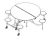 KI ECTRD320506PY CafeWay Wheelchair Accessible Round Table with 6 Stools and 2 Wheelchair Openings 