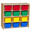 Wood Designs C16123F Contender Baltic Birch 12 Cubby Storage Unit with Colorful Tubs