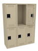 Tennsco DTK-151530-C Unassembled Steel Double Tier 3 Wide Locker without Legs 45 x 15 x 60