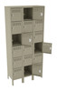 Tennsco BK6-121512-3 Unassembled Steel 6 Tier Box Lockers 3 Wide with Legs 36 x 15 x 78