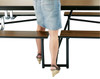 Mobile Fixed Height Elliptical Cafeteria Table with Benches - NPS